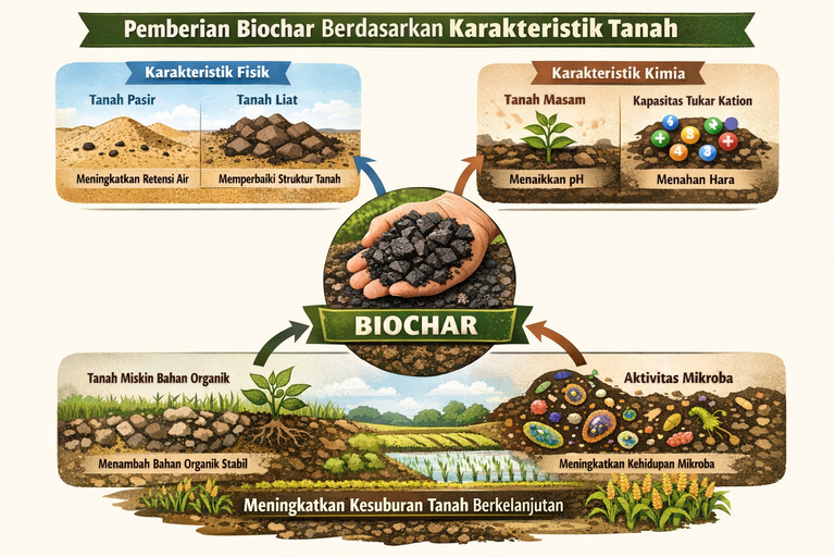Pemberian Biochar Berdasarkan Karakteristik Tanah